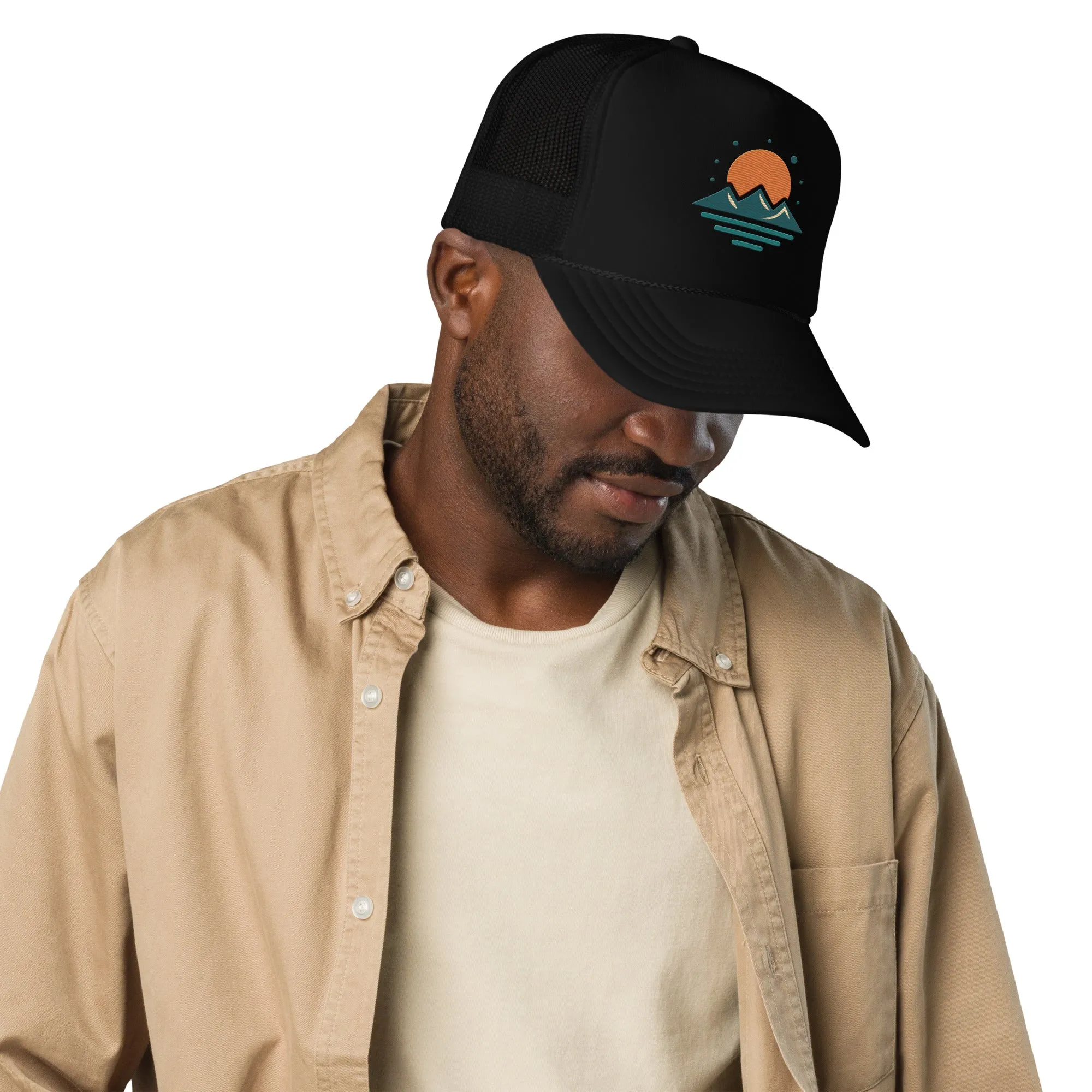 Sea, Mountain, and Sun Foam Trucker Hat