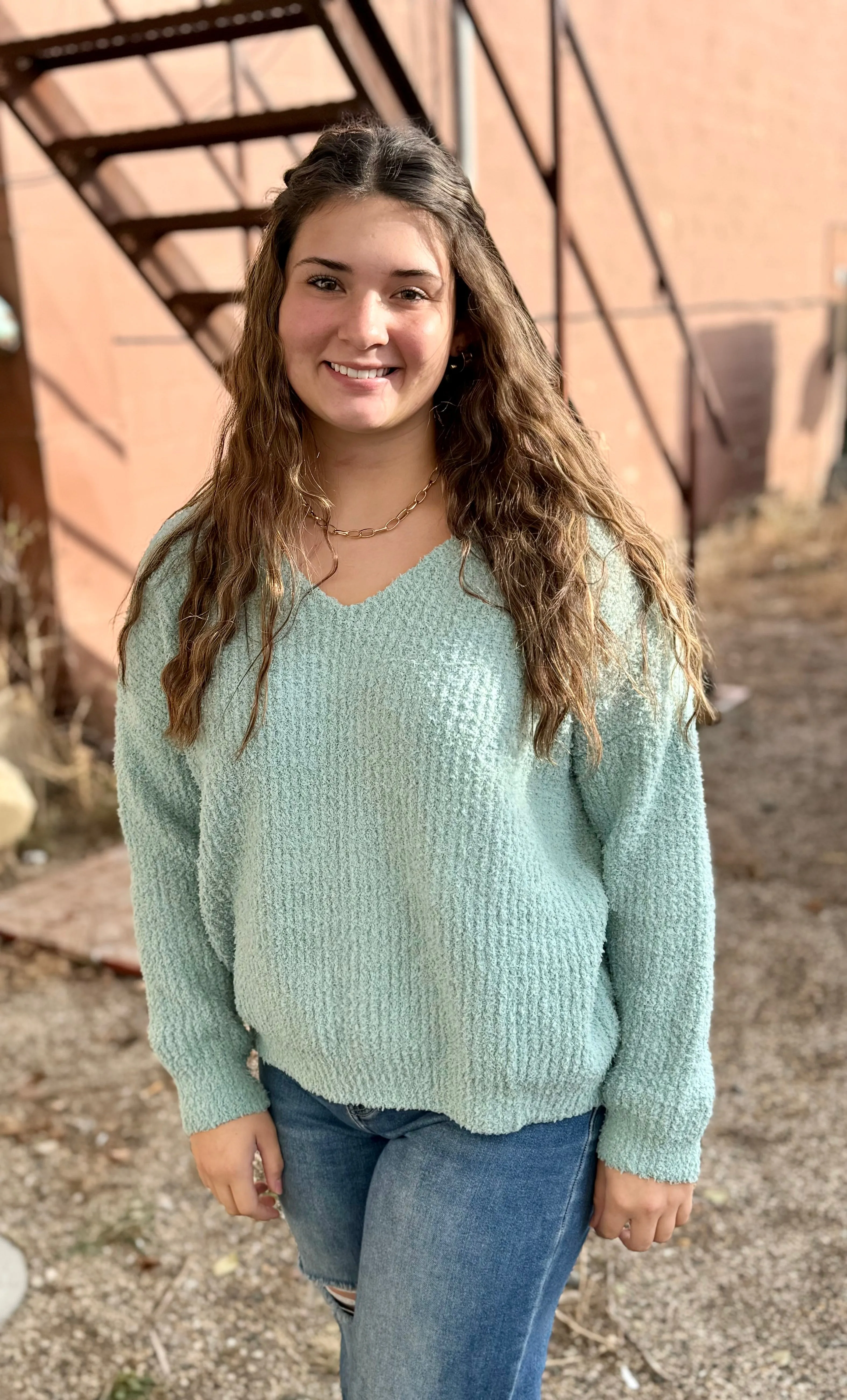 Seafoam V Neck Sweater
