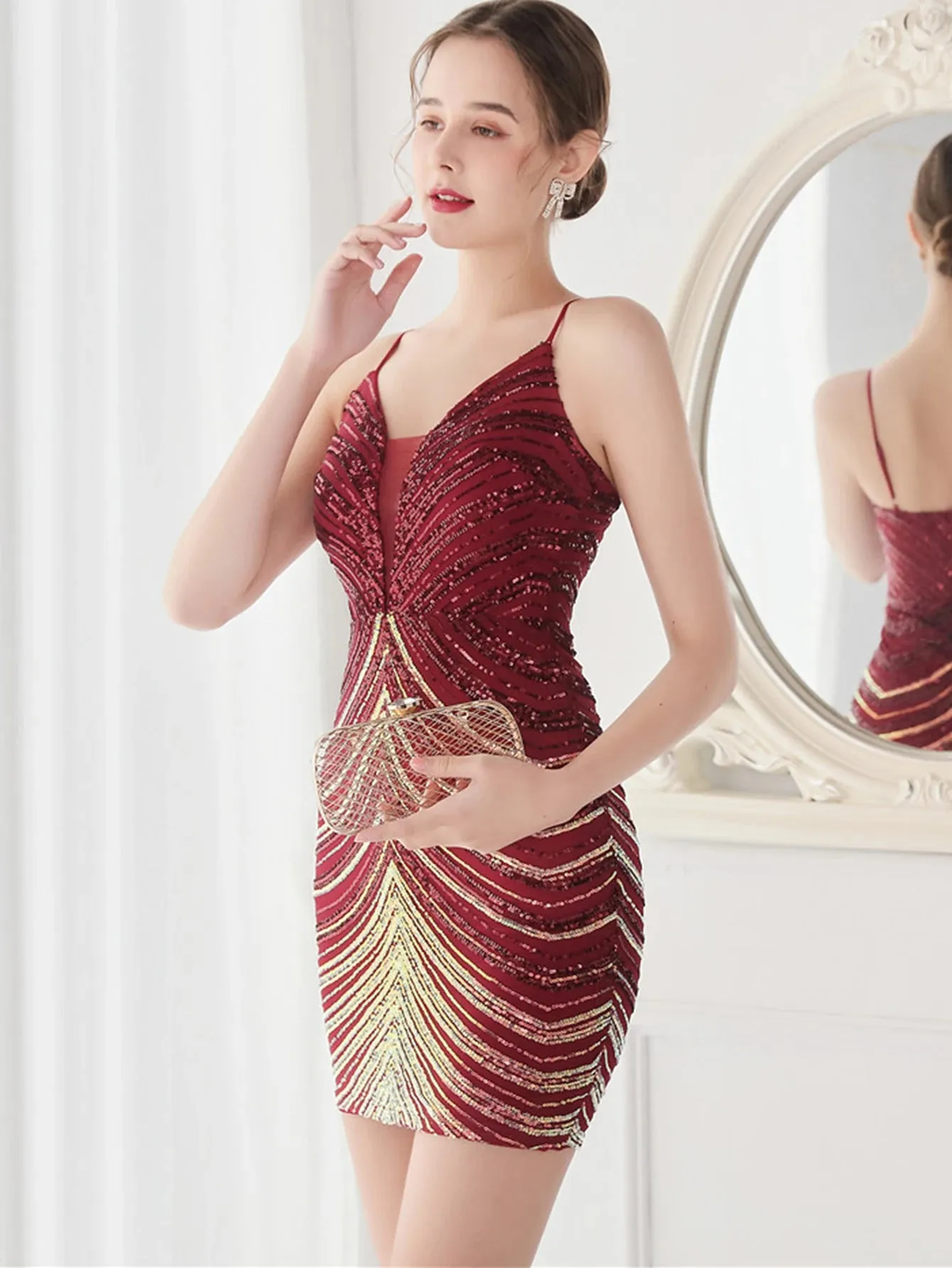 Sexy backless black sequin summer dress