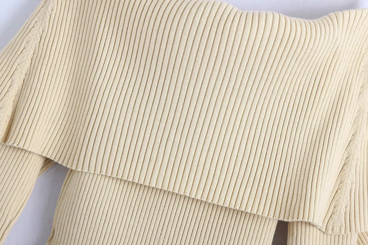 Sexy Pile Collar Off Shoulder Knit Sweater Blouse