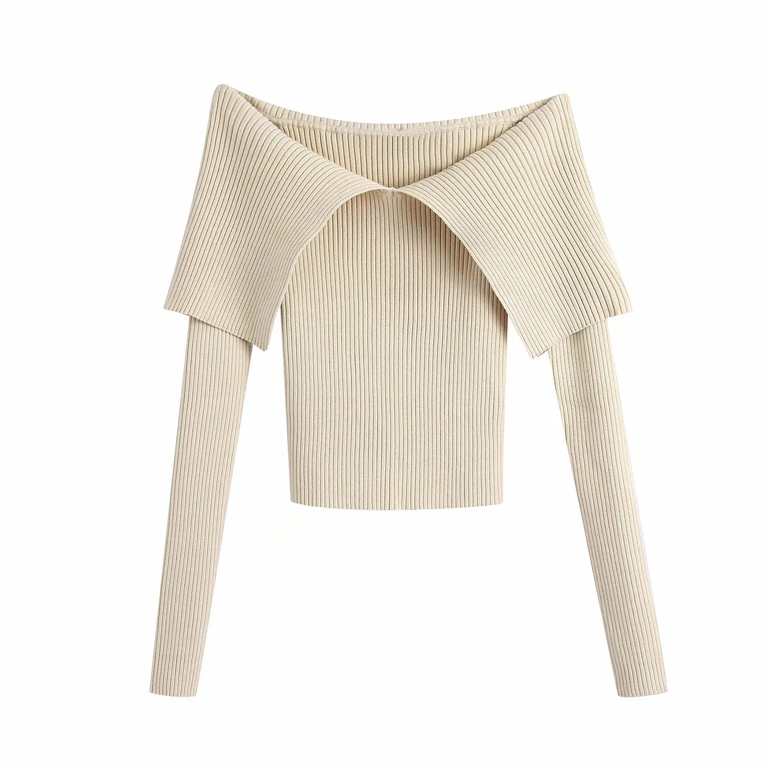 Sexy Pile Collar Off Shoulder Knit Sweater Blouse