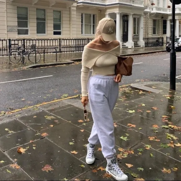 Sexy Pile Collar Off Shoulder Knit Sweater Blouse