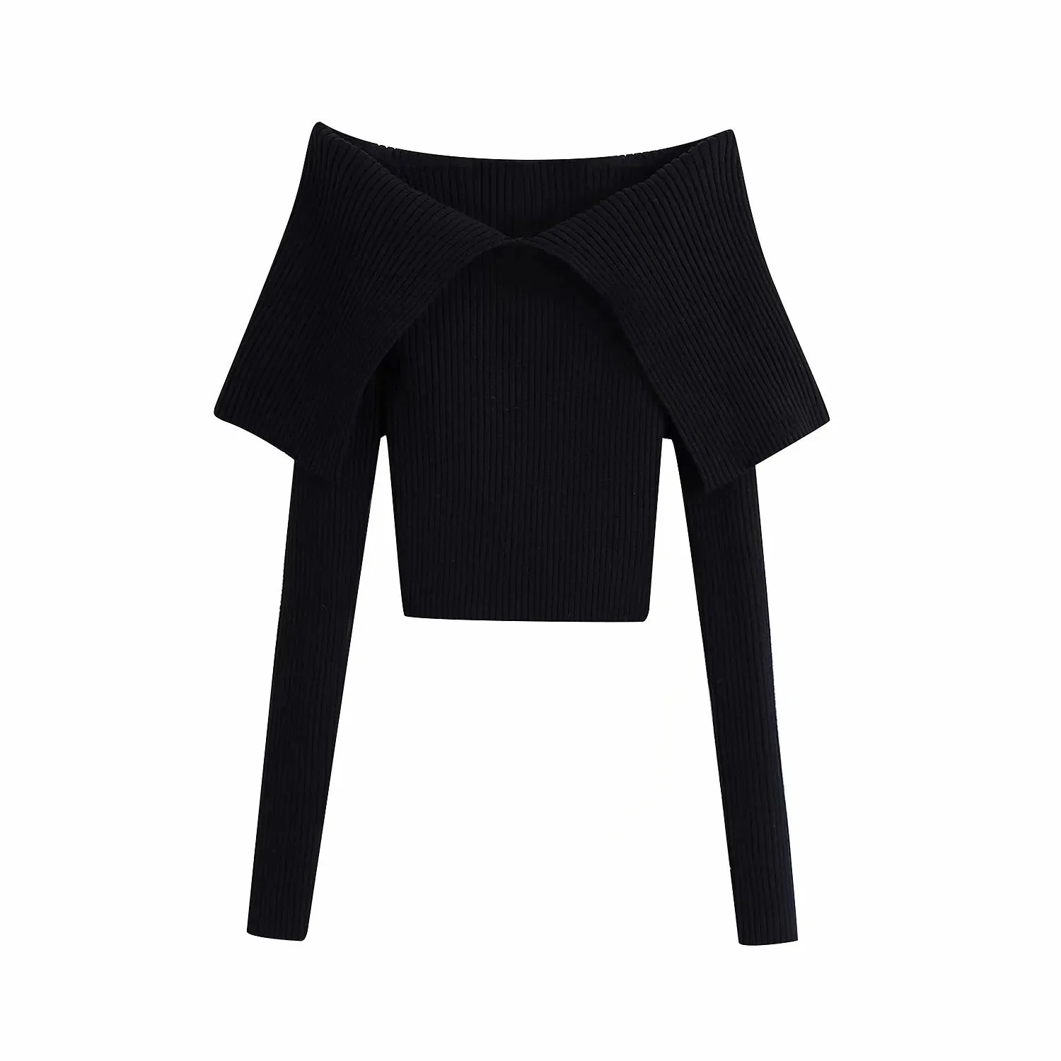 Sexy Pile Collar Off Shoulder Knit Sweater Blouse