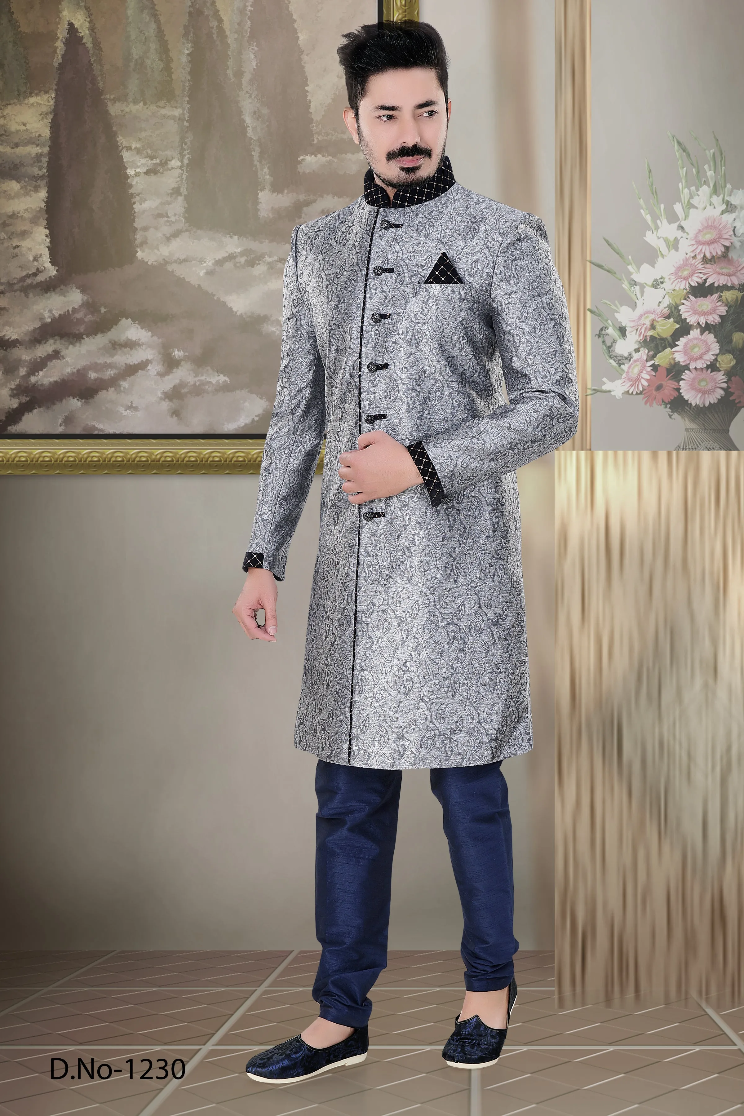 Sherwani (Custom Tailored) - (D.No.-1230)