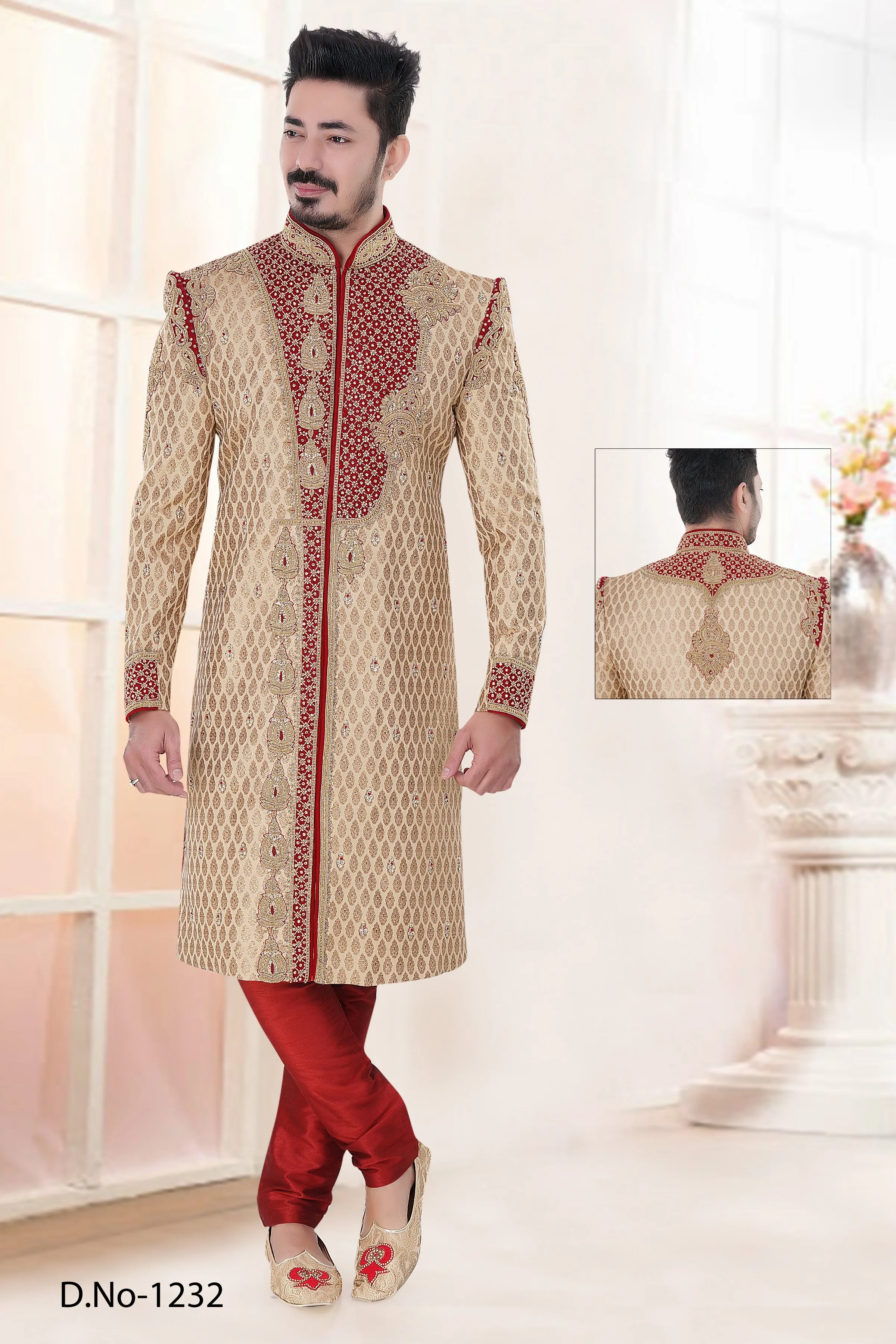 Sherwani (Custom Tailored) - (D.No.-1232)