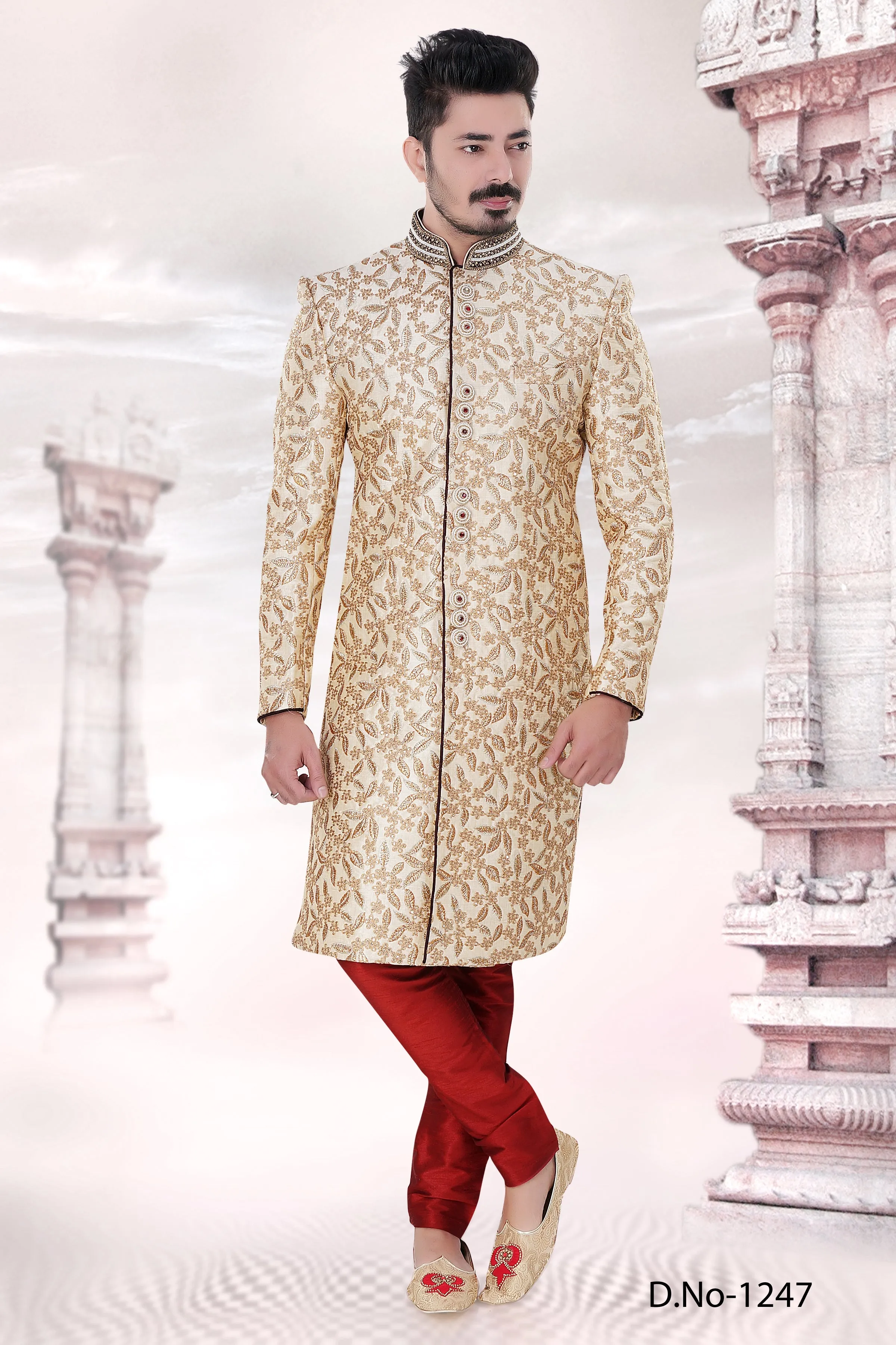 Sherwani (Custom Tailored) - (D.No.-1247)