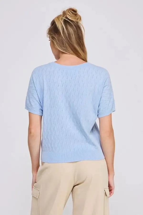 SHORT SLEEVE DOLMAN POINTELLE PATTERN
