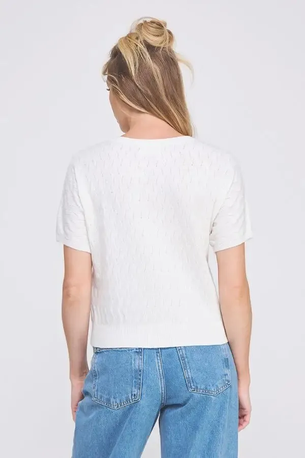 SHORT SLEEVE DOLMAN POINTELLE PATTERN