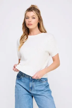 SHORT SLEEVE DOLMAN POINTELLE PATTERN