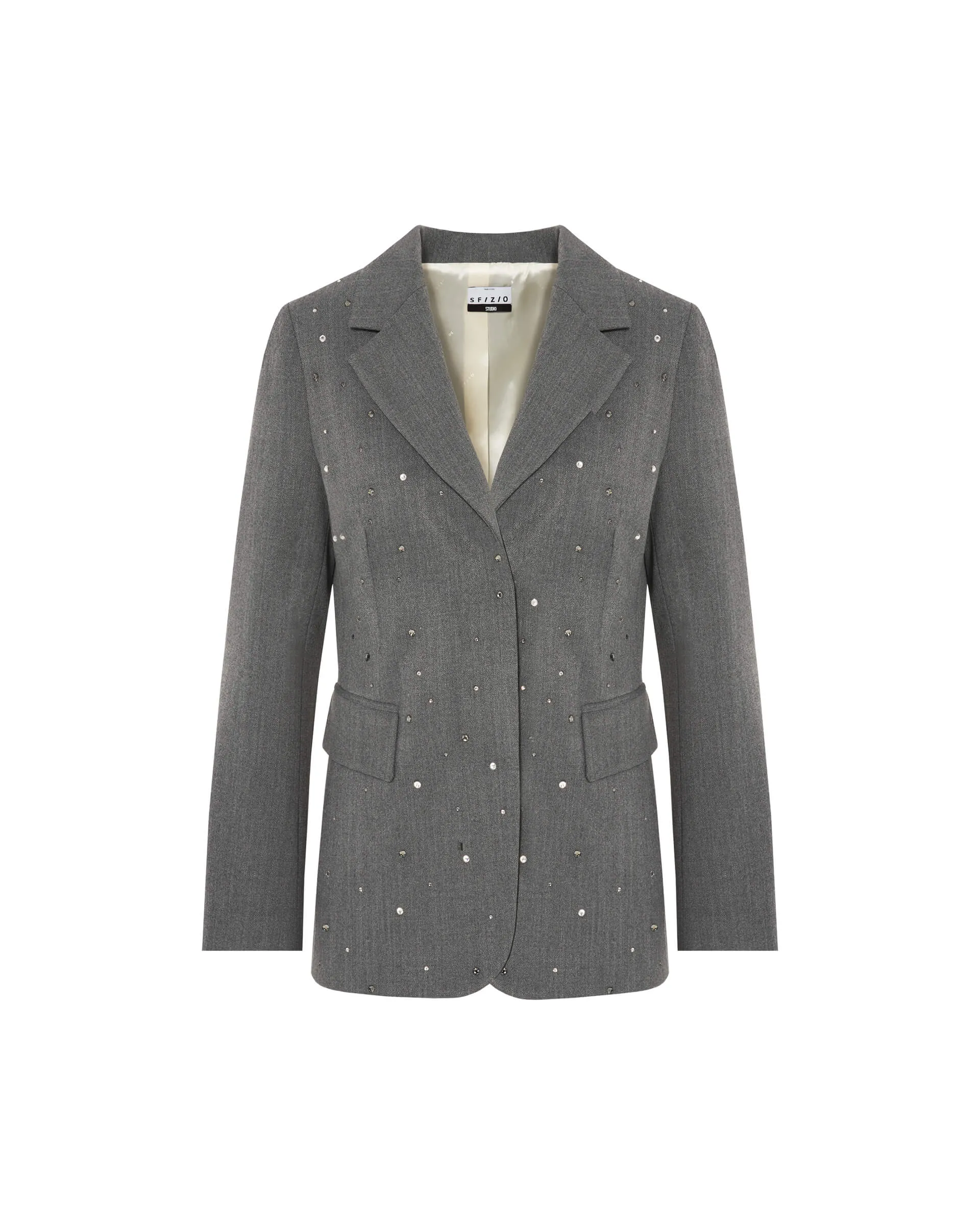 SINGLE-BREASTED BLAZER WITH RHINESTONES