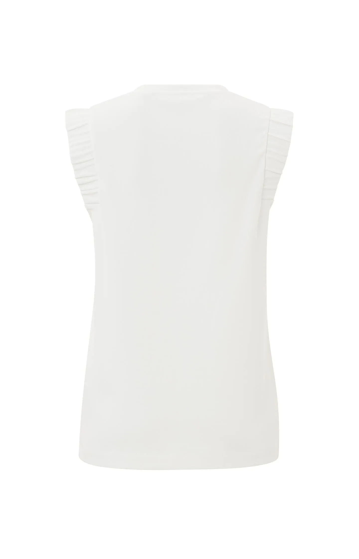 Sleeveless top with round neck and subtle shoulder detail