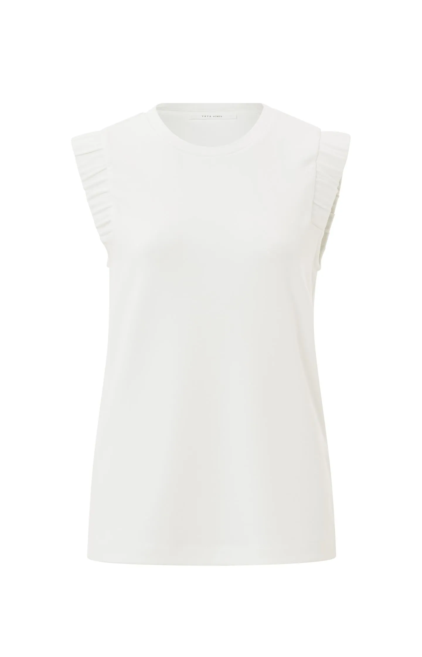 Sleeveless top with round neck and subtle shoulder detail