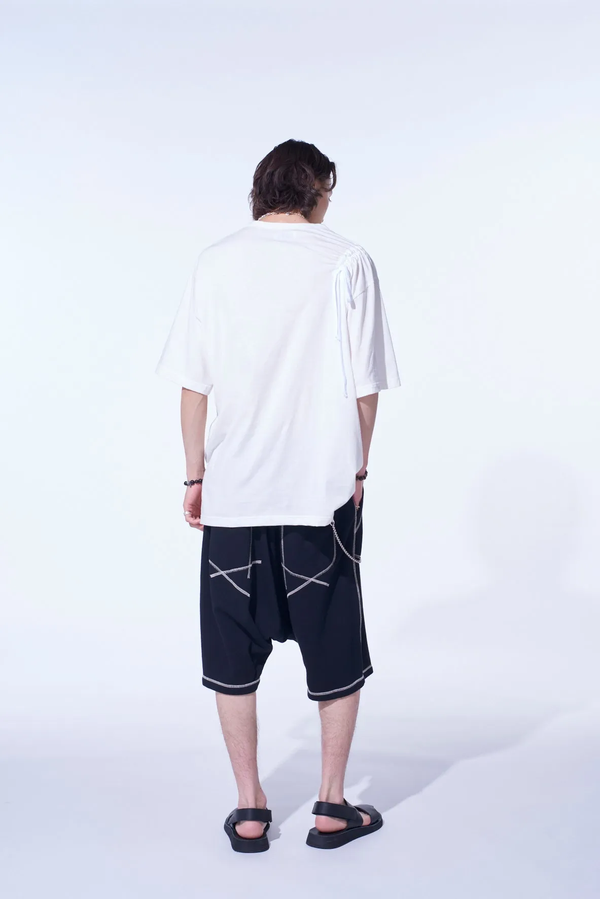 SOFT JERSEY T-SHIRT WITH GATHERED STRINGS