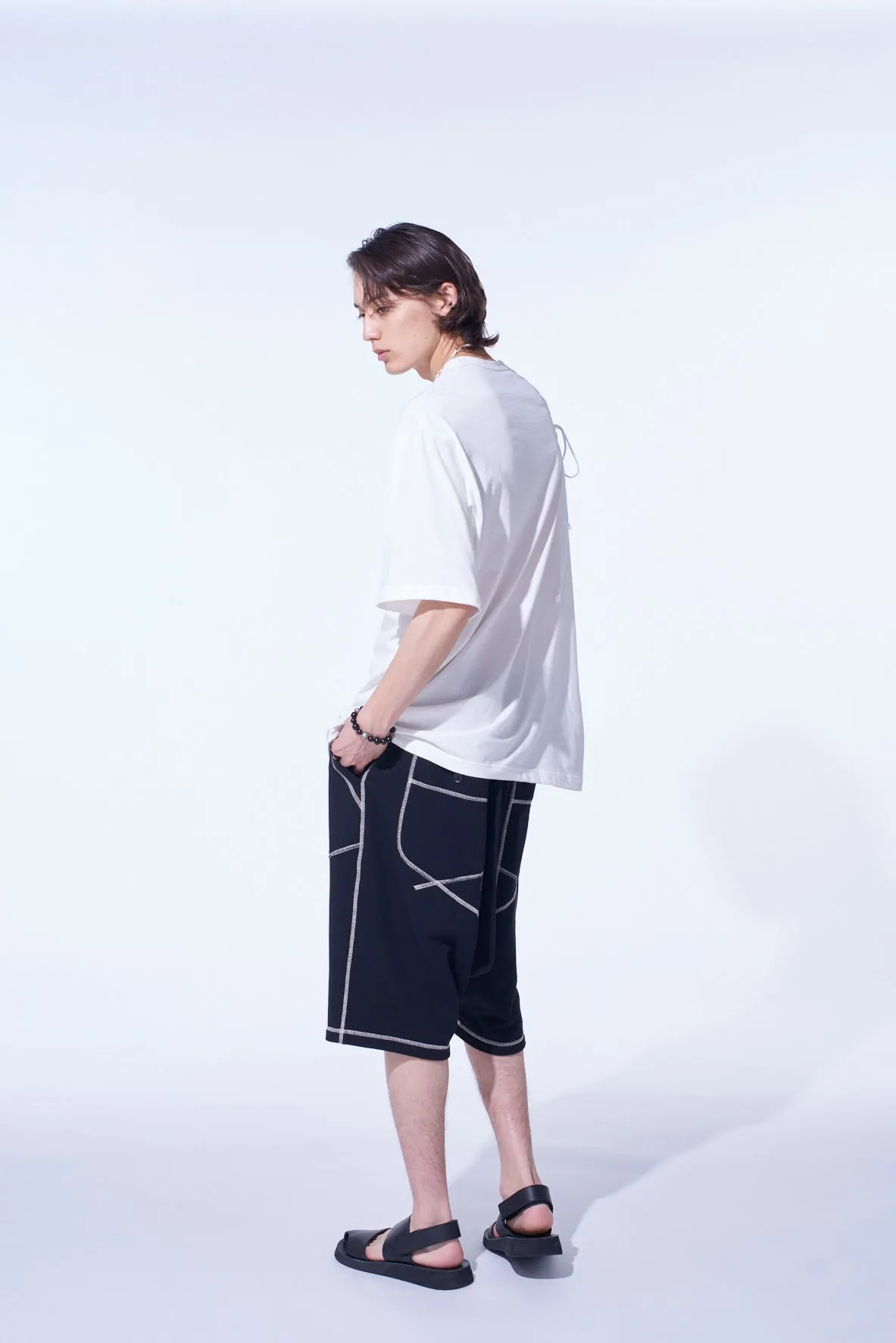 SOFT JERSEY T-SHIRT WITH GATHERED STRINGS