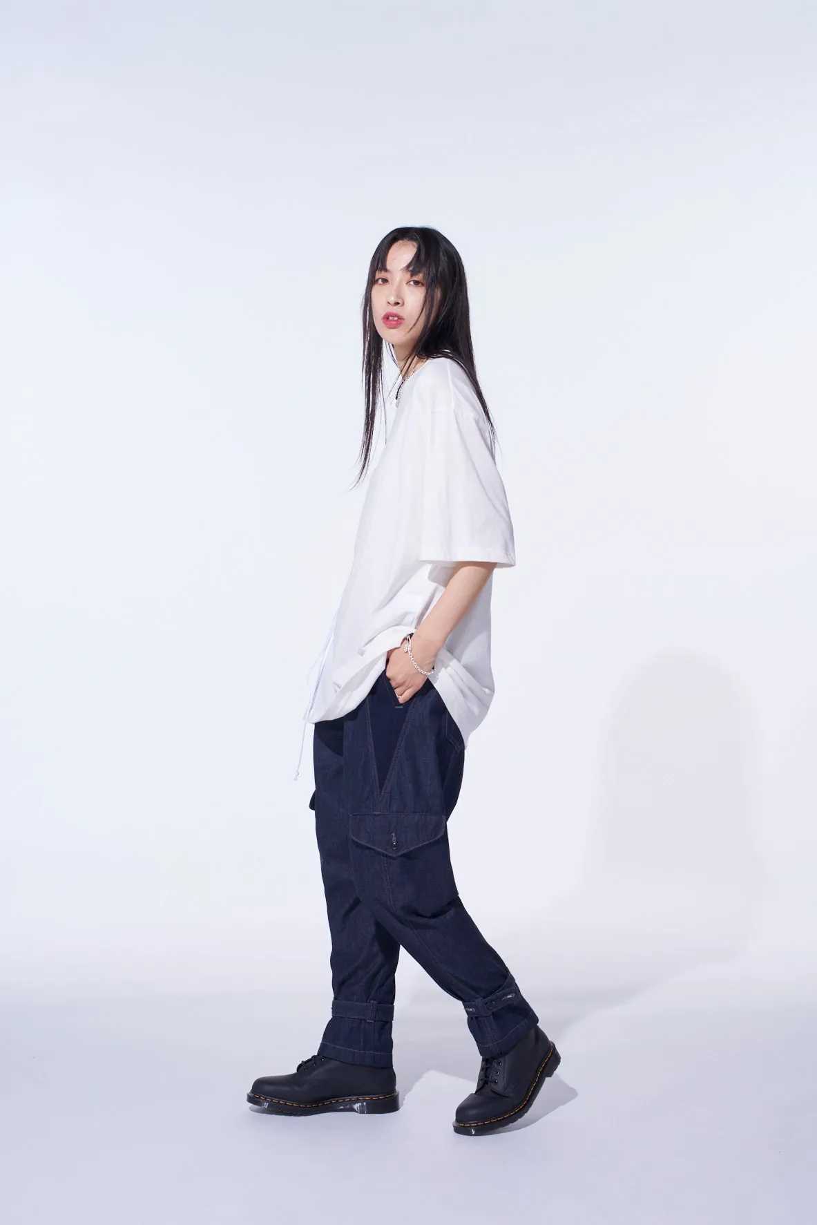 SOFT JERSEY T-SHIRT WITH GATHERED STRINGS