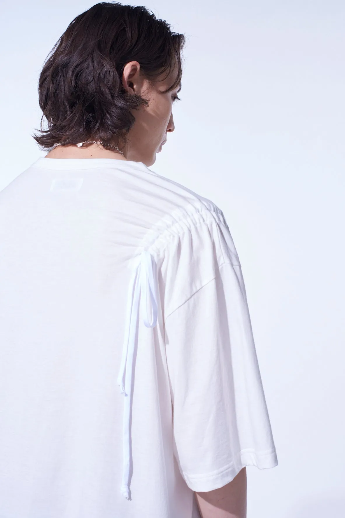 SOFT JERSEY T-SHIRT WITH GATHERED STRINGS