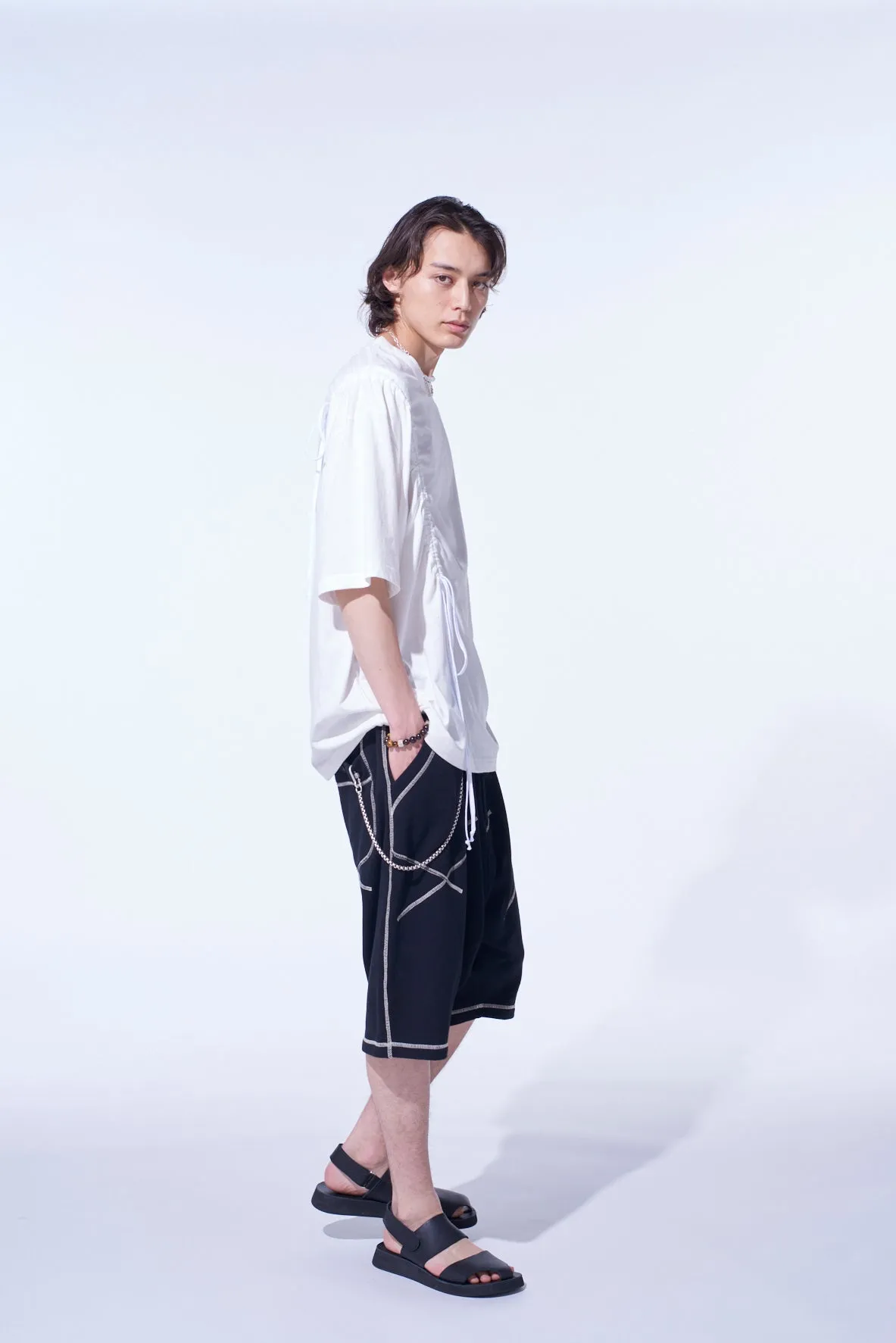 SOFT JERSEY T-SHIRT WITH GATHERED STRINGS