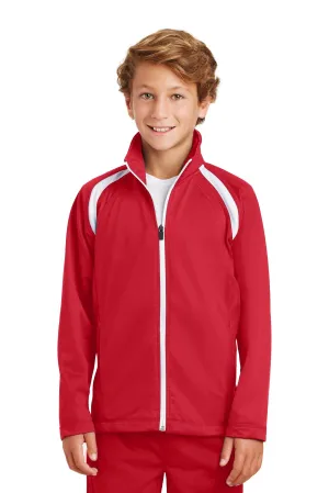 Sport-Tek Youth Tricot Track Jacket. YST90 True Red/ White