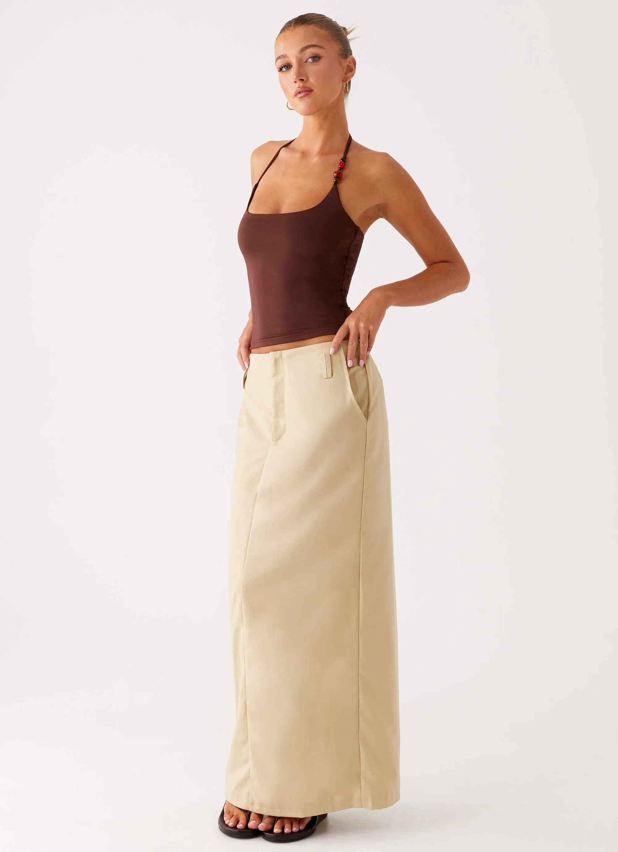 Stella Tailored Maxi Skirt - Beige