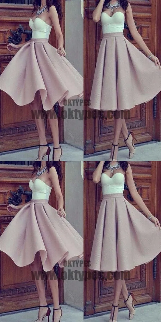 Strapless sweetheart unique mismatched simple homecoming prom gown dress, TYP0657