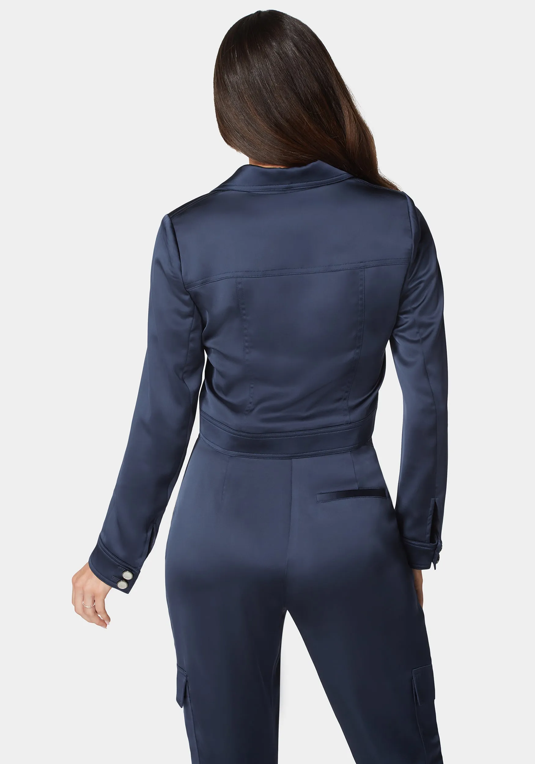 Stud Detail Tailored Satin Blazer