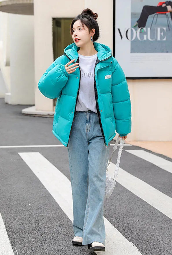 Stylish Relaxed-fit Full Zip Puffer Jacket for Women