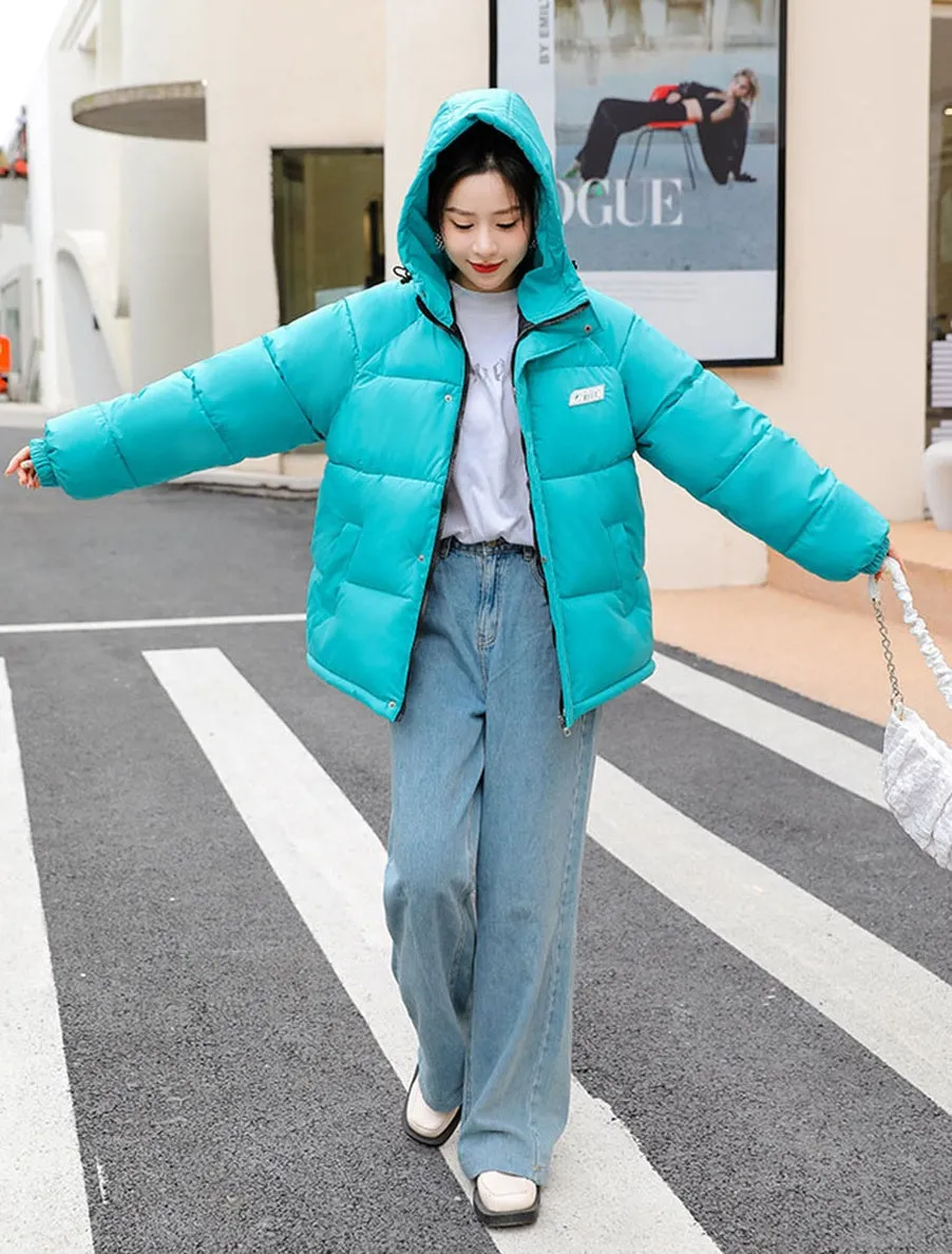 Stylish Relaxed-fit Full Zip Puffer Jacket for Women