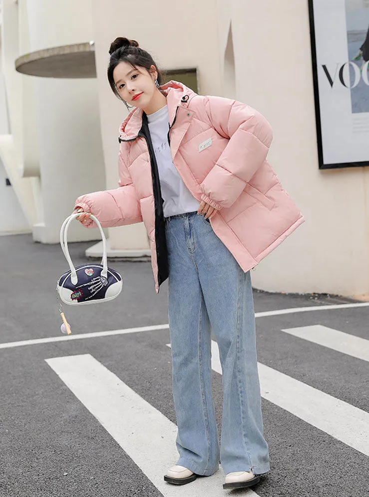 Stylish Relaxed-fit Full Zip Puffer Jacket for Women