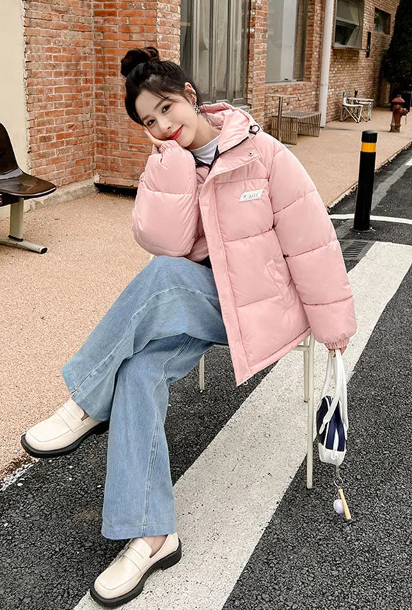 Stylish Relaxed-fit Full Zip Puffer Jacket for Women