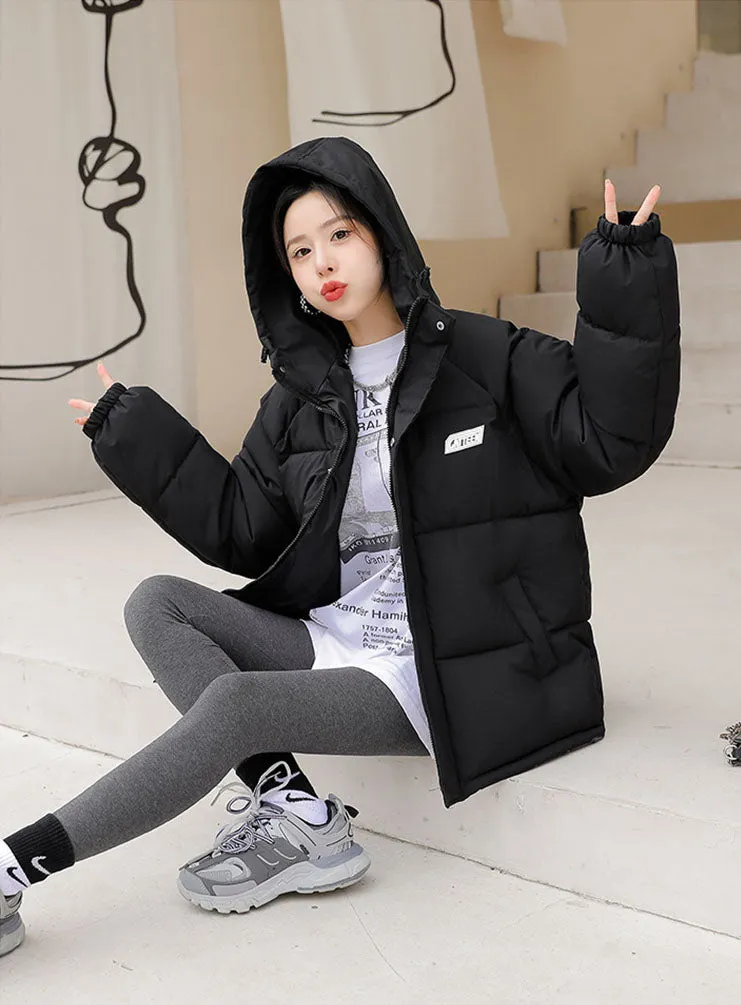 Stylish Relaxed-fit Full Zip Puffer Jacket for Women