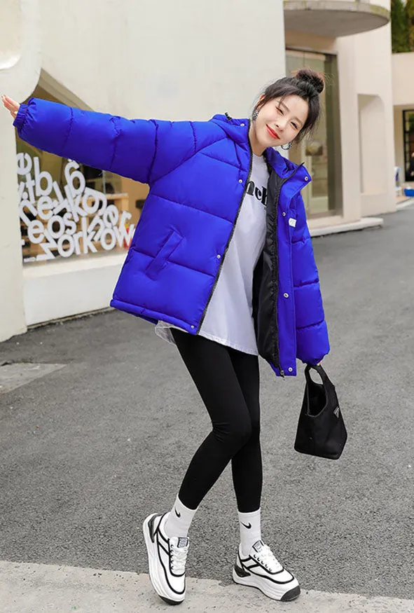 Stylish Relaxed-fit Full Zip Puffer Jacket for Women