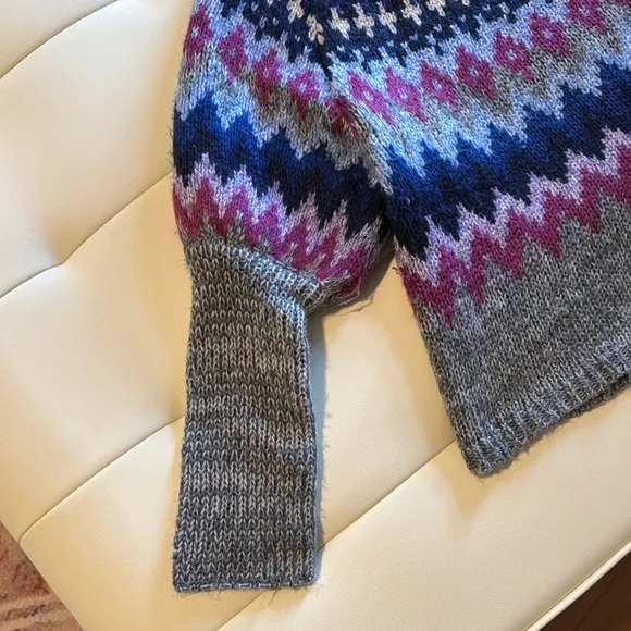 Sugarlips Purple and Pink Fair Isle Crew Neck Sweater