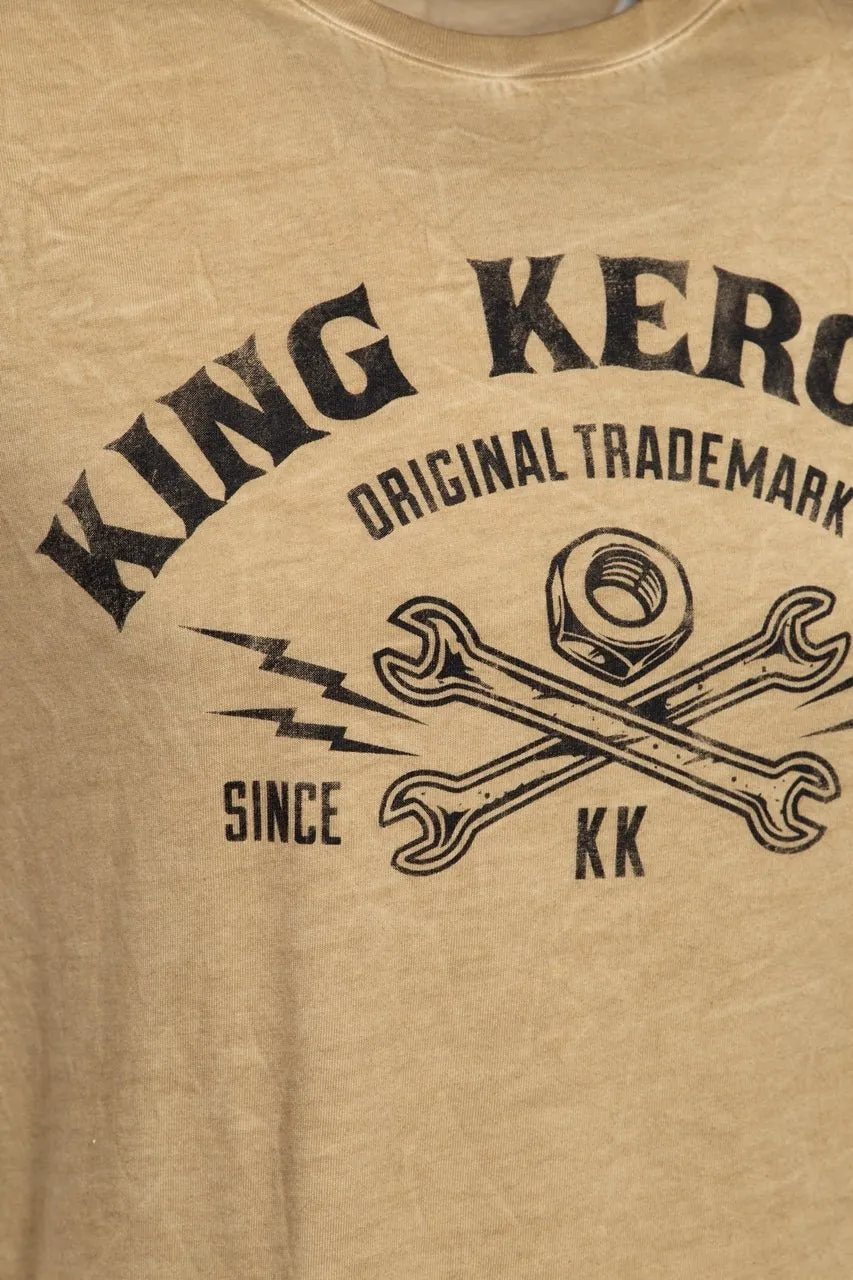T-Shirt mit Oilwash-Effekt und Frontprint «Kk Original»