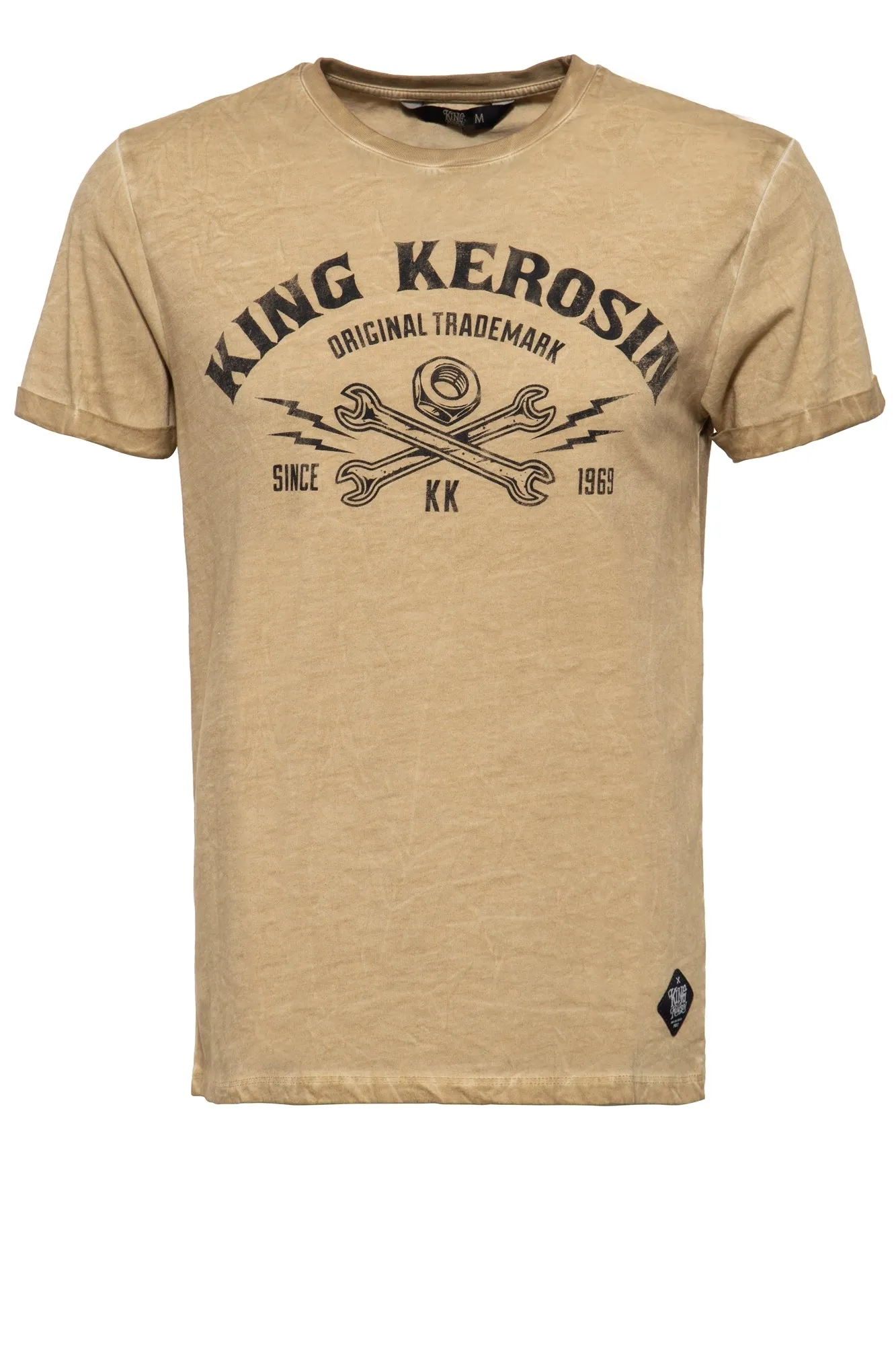 T-Shirt mit Oilwash-Effekt und Frontprint «Kk Original»