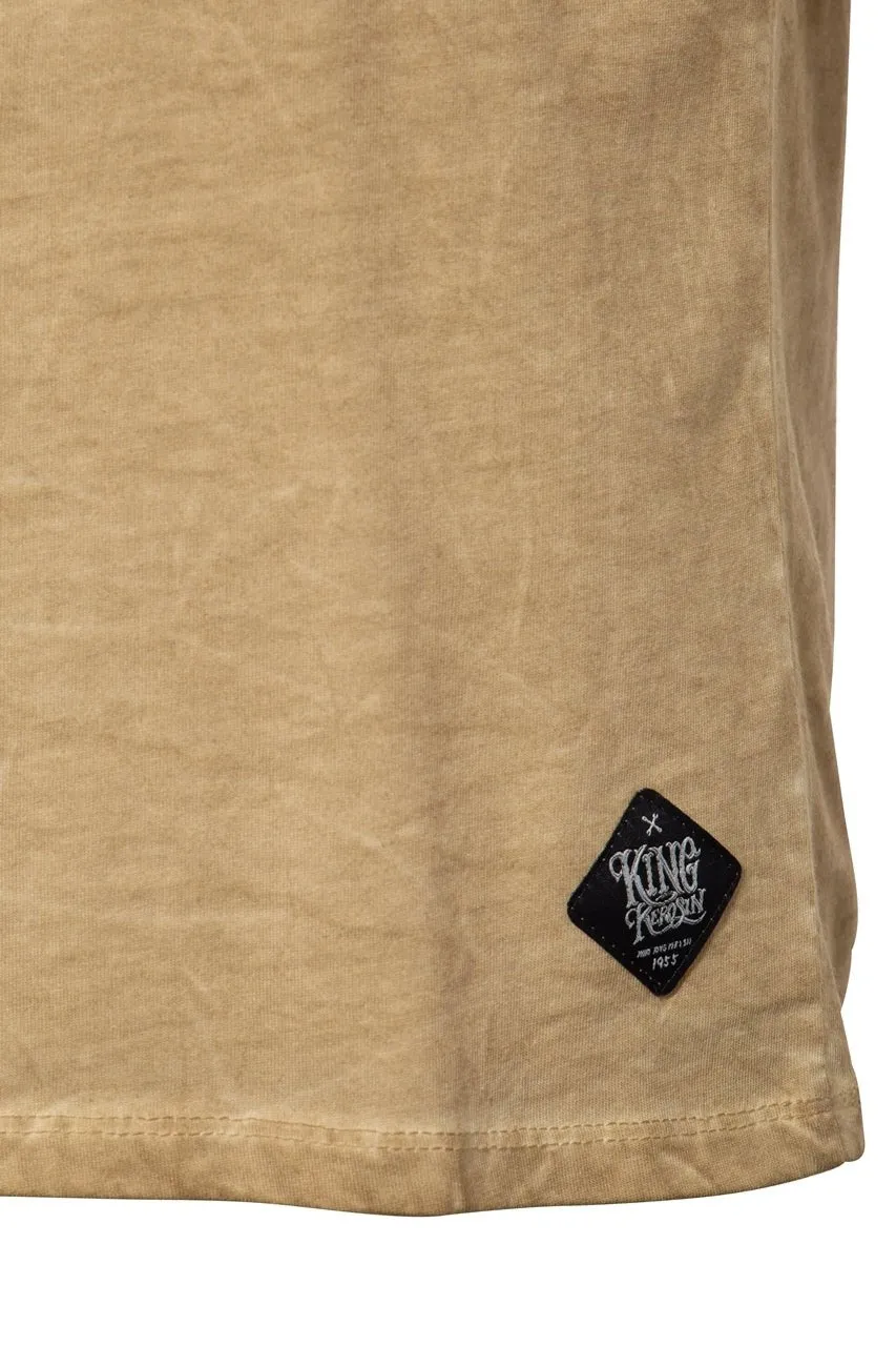 T-Shirt mit Oilwash-Effekt und Frontprint «Kk Original»