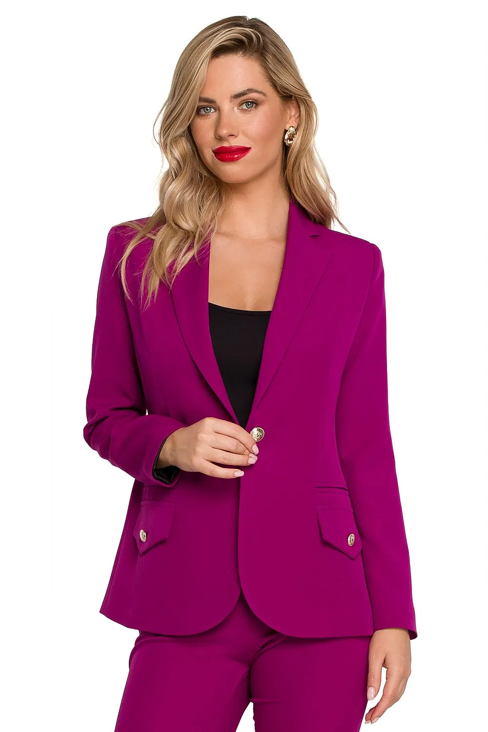 Tailored Blazer Set With Button
