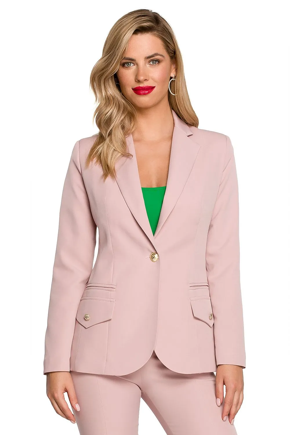 Tailored Blazer Set With Button
