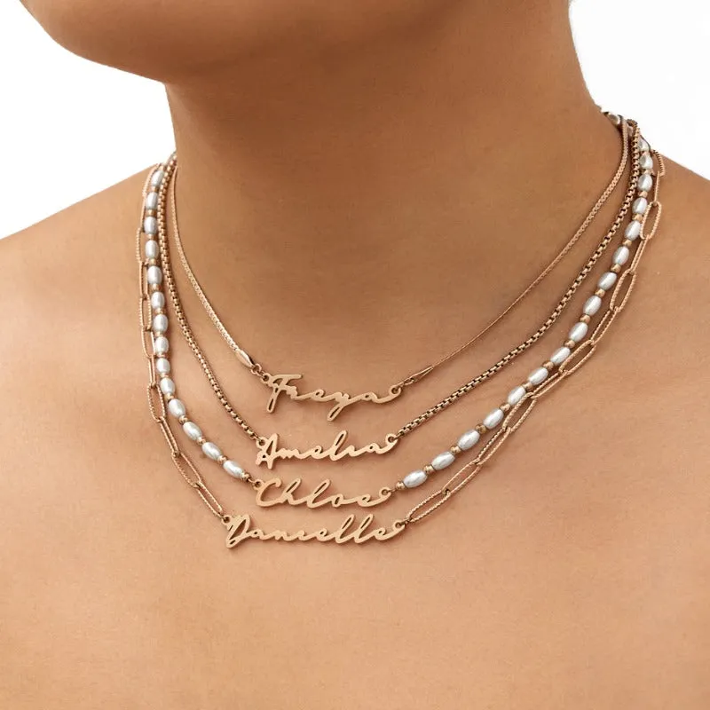Tailored Classy Signature Name Necklace With Chains