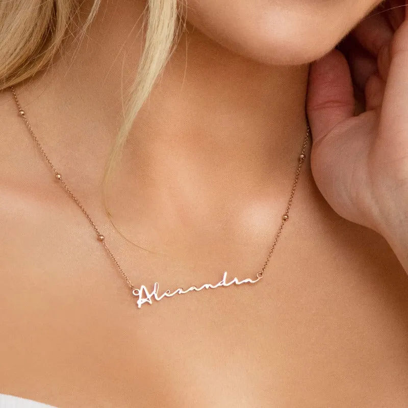 Tailored Classy Signature Name Necklace With Chains