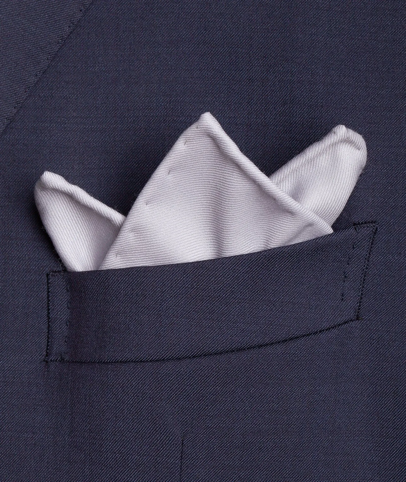 Tailored Handmade Light grey in worsted Wool Pocket Square