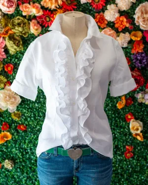 Tailored - White Twill Ruffle