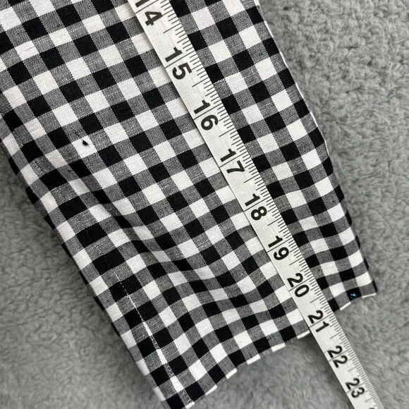 Talbots Classic Linen Blazer Black White Gingham Size 12P NWT Old Money