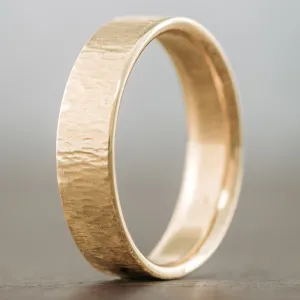 The Alder | Men's Tree Bark Textured Yellow Gold Wedding Band
