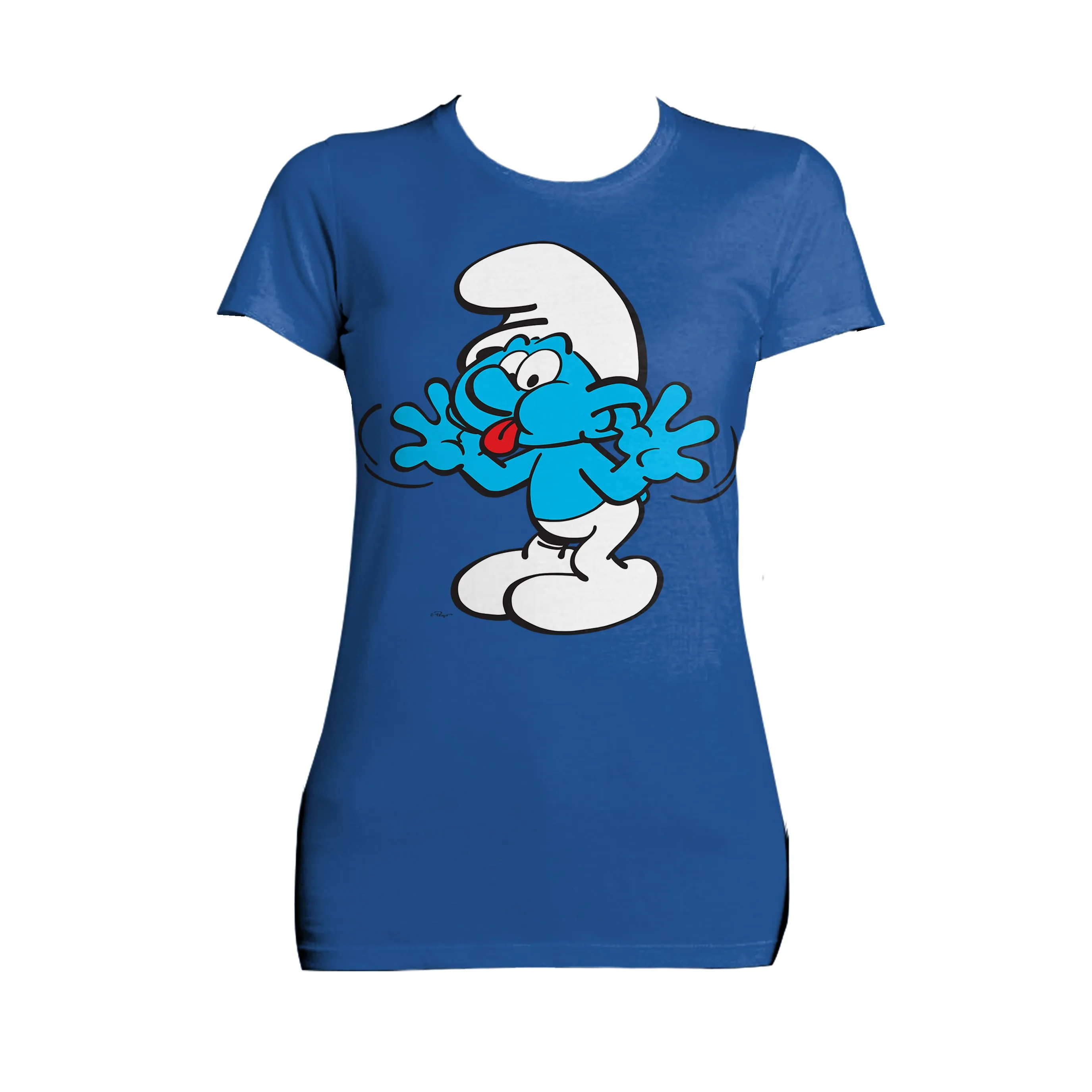 The Smurfs Jokey Smurf Tongue Official Women's T-shirt (Royal Blue)