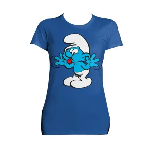 The Smurfs Jokey Smurf Tongue Official Women's T-shirt (Royal Blue)