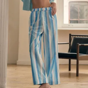 The Wren Sky Blue White Stripes Boxer Cotton Pajama PJ Pants XXS Petite XXSP