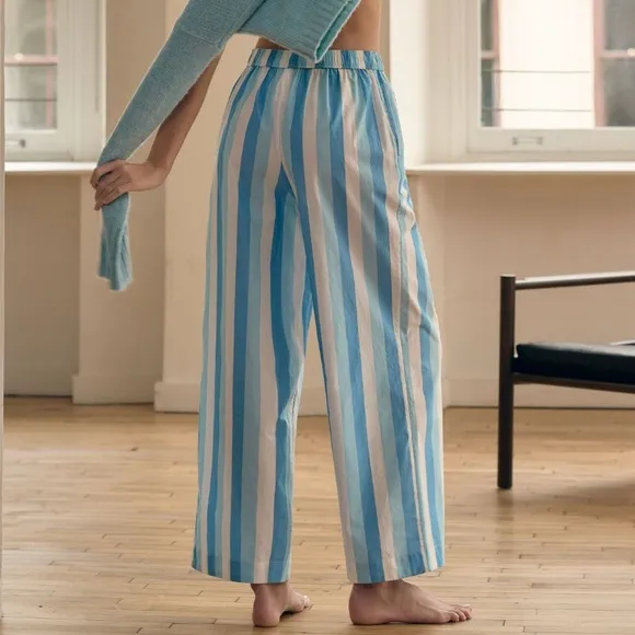 The Wren Sky Blue White Stripes Boxer Cotton Pajama PJ Pants XXS Petite XXSP