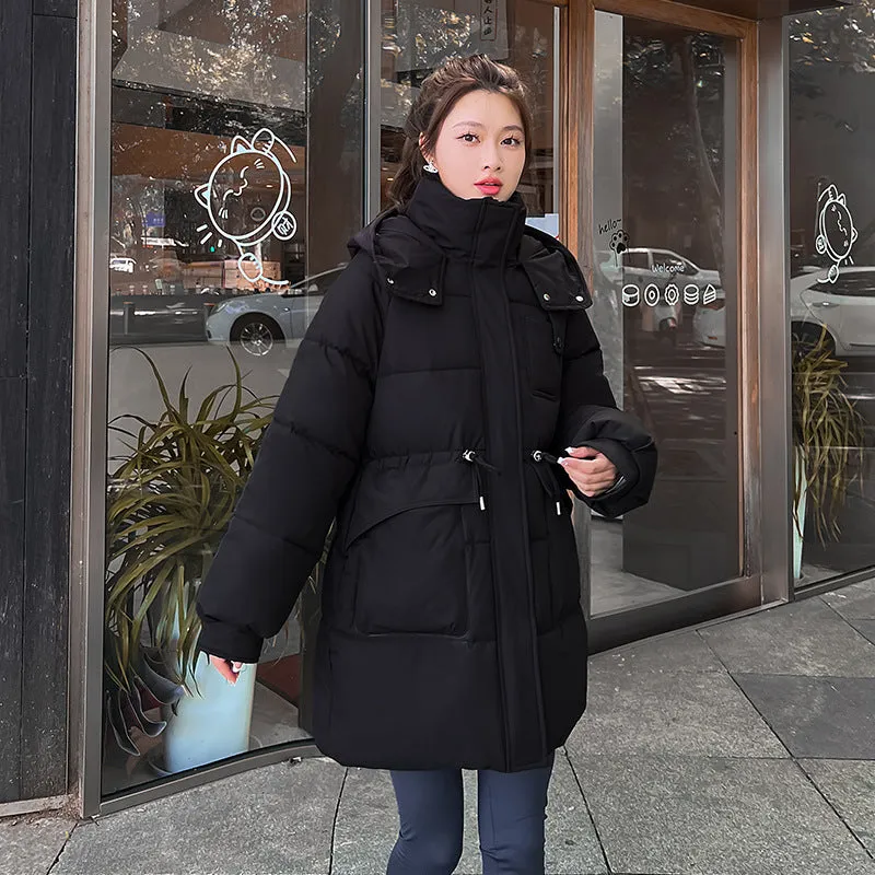 Thickened Quilted Hip-length Relaxed-fit Puffer Jacket