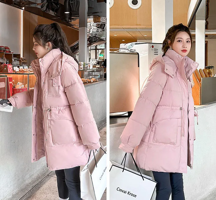 Thickened Quilted Hip-length Relaxed-fit Puffer Jacket