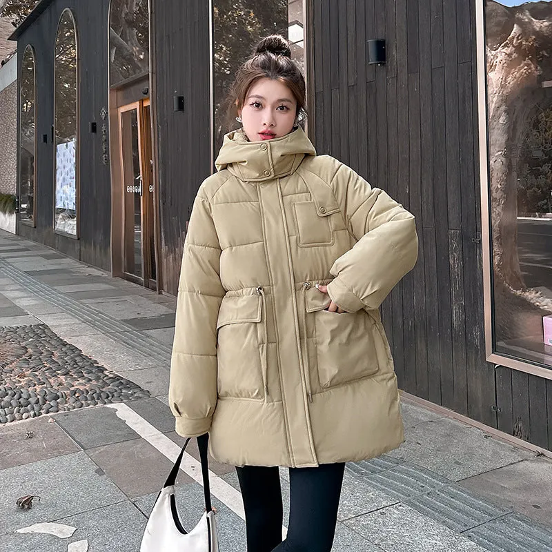 Thickened Quilted Hip-length Relaxed-fit Puffer Jacket